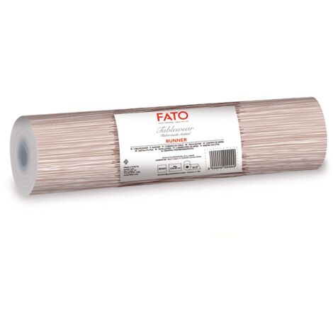 Fato - Runner da Tavola, Effetto Tessuto, Dimensione 0.4x24 m, Pretagliato ogni 1.20 m, Confezione da 20 Runner, Carta a secco, Airliad, Alta Qualità, Decoro Millerighe Cappuccino