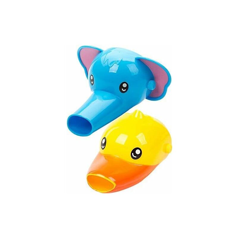 Tumalagia - Faucet Extender for Kids Baby Kids - Set of 2 Animal Faucet Extender Hand Wash Basin Funny Faucet (Elephant + Ducks)