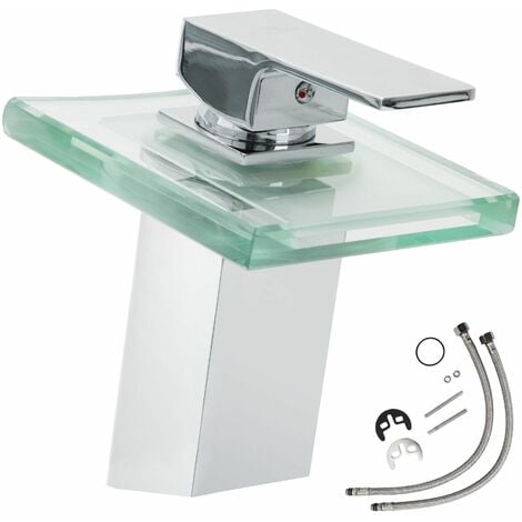 Faucet glass rectangular waterfall tap - bathroom sink tap, faucet tap, bath and sink tap - grey