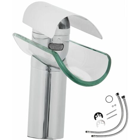 Faucet glass round waterfall tap - bathroom sink tap, faucet tap, bath and sink tap - grey