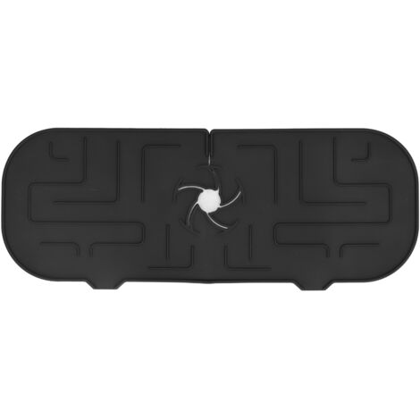 Faucet Handle Drip Catcher Tray Durable Silicone Sink Faucet Mat for Kitchen Bathroom Apartment Hotel Black