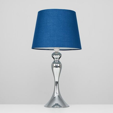 Faulkner Touch Table Lamp in Chrome with LED Bulb - Blue