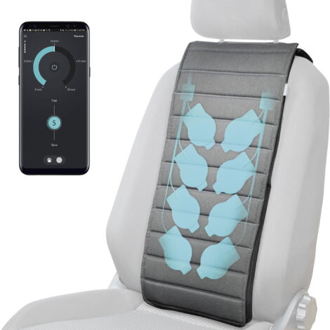 WALSER Faurecia Smart Massage Cover, Auto-Massage-Sitzauflage mit App-Steuerung und integriertem Akku, PKW-Sitzaufleger zertifiziert von der Aktion Gesunder Rücken
