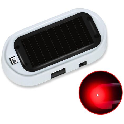 Fausse alarme lumineuse LED factice pour voiture, gyrophare solaire antivol clignotant - Coque blanche, lumière rouge