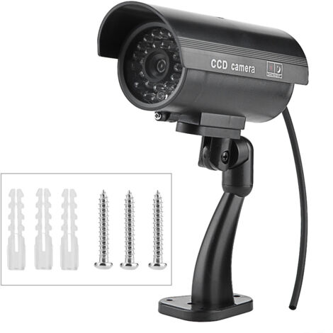 fausse caméra de surveillance factice avec LED clignotante, pour intérieur et extérieur.