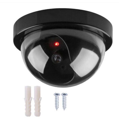 Fausse Caméra, Dummy Caméra dôme Intéri et Extéri de sécurité avec Lampe Rouge LED Clignotante (2 Pack)