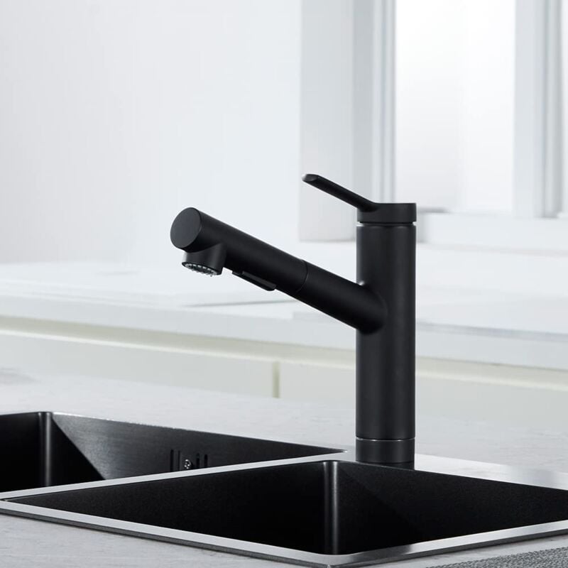 Faustina - Robinet Cuisine avec Douchette Extractible, Robinet Évier Cuisine avec 2 Modes de Jet, Robinet Mitigeur Cuisine Pivotant à 120°, Mitigeur