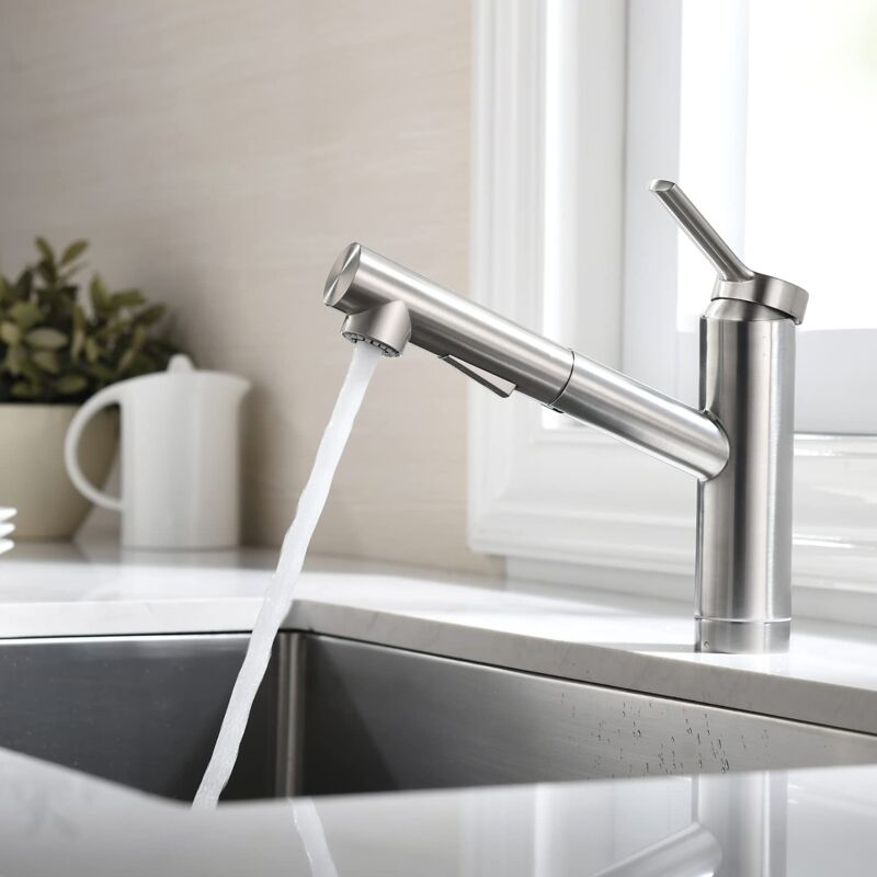 Faustina - Robinet Cuisine avec Douchette Extractible, Mitigeur Cuisine avec 2 Modes de Jet, Robinet Évier Cuisine Pivotant à 120 °, Mitigeur