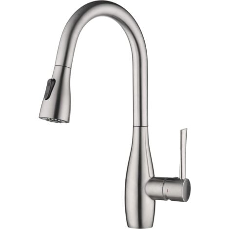 faustina Robinet de Cuisine, Robinet Cuisine avec Douchette Extensible, Robinet Cuisine Mitigeur avec 2 Modes de Jet, Robinet Évier Cuisine Rotatif à 360°, Acier Inoxydable