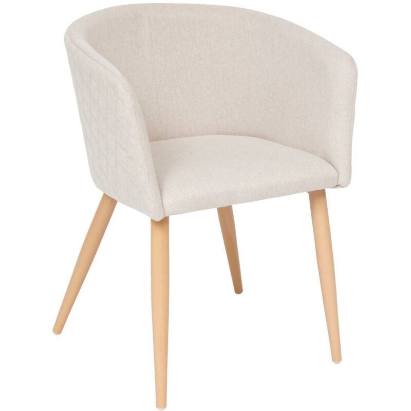 Fauteuil De Diner Marlo En Velours Beige Atmosphera