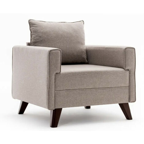 Fauteuil 1 place tissu beige Kandy 82cm