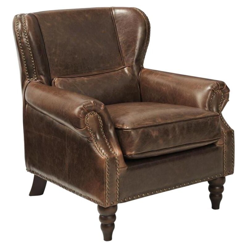 Fauteuil 100% cuir edouard - Marron