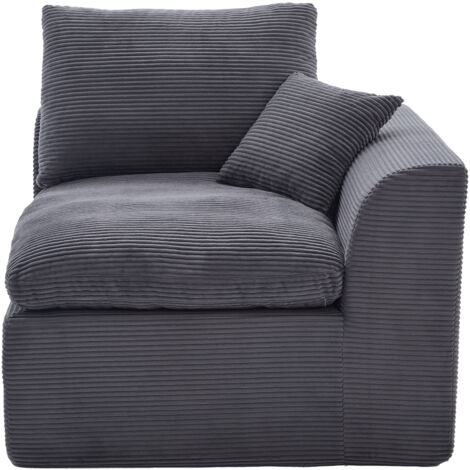 Fauteuil 101x102,5x84 Cm En Velours Côtelé Gris Foncé, Assise Confortable