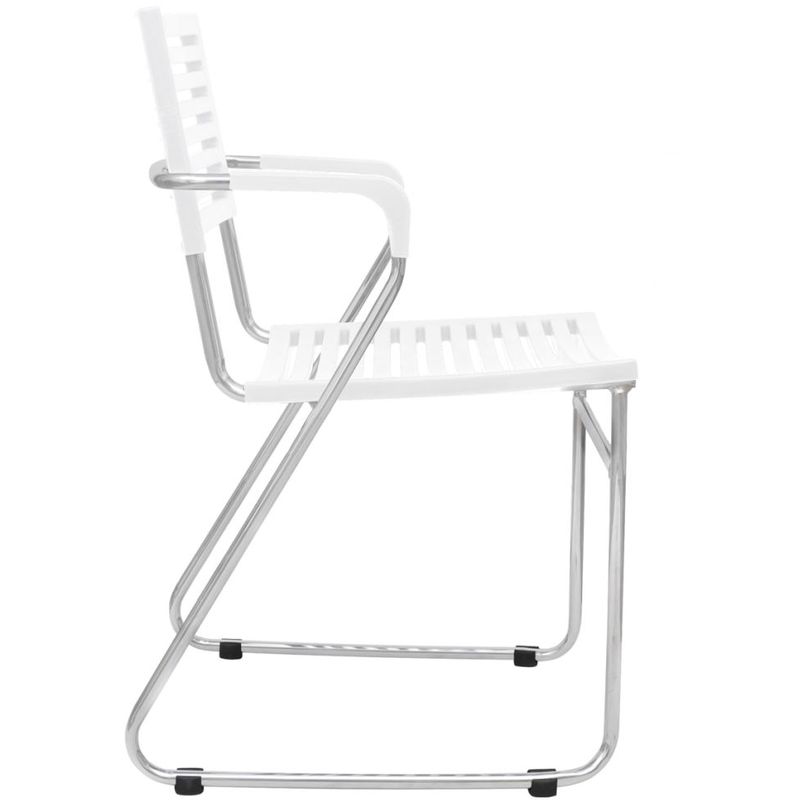 Fauteuil 2 pcs Empilable avec cadre en fer Blanc Fauteuil 2 pcs Empilable avec cadre en fer Blanc