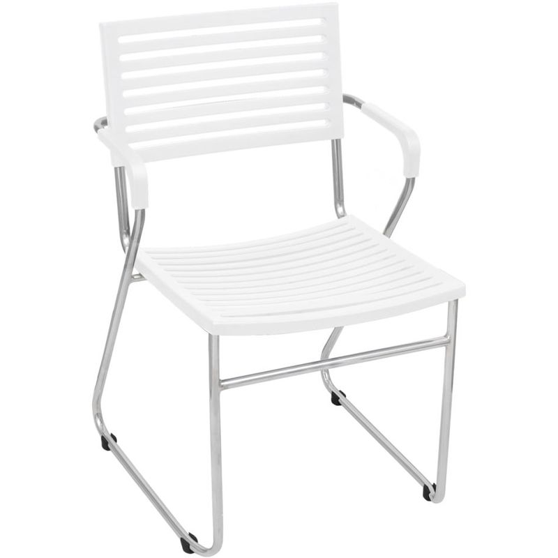 Fauteuil 2 pcs Empilable avec cadre en fer Blanc Fauteuil 2 pcs Empilable avec cadre en fer Blanc