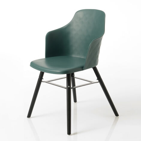 Fauteuil 51x54x80 cm avec coque verte et pieds noirs