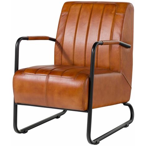 Fauteuil 59x84 Cuir Cognac IRON LABEL 21