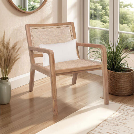 Fauteuil 66x83x80 cm en cannage et teck massif - BALI