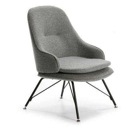 Fauteuil 70x78x95 Métal Noir/Tissu Gris