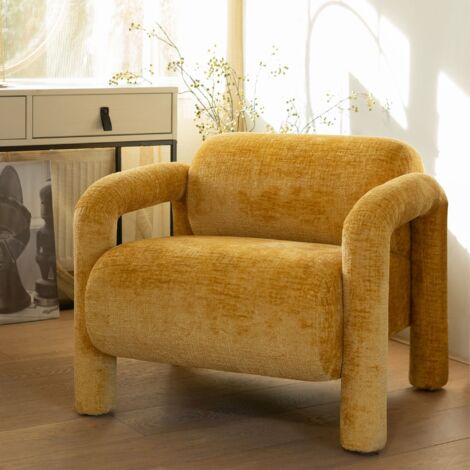 Fauteuil 76x82x65 cm en tissu velours doré