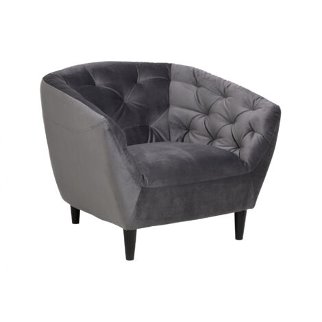 Fauteuil 97x84x78 cm en velours gris foncé - SALMA