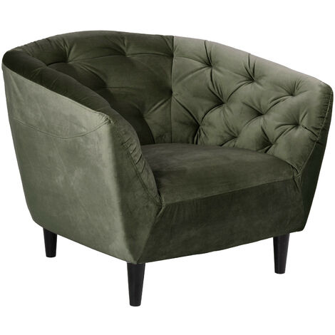 Fauteuil 97x84x78 cm en velours vert foncé - SALMA