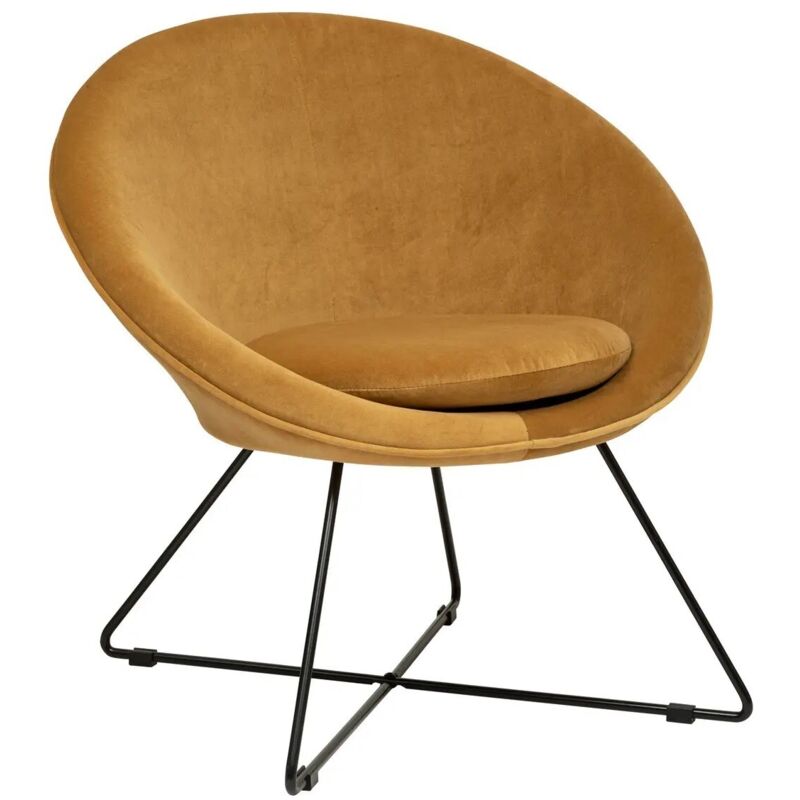 Fauteuil Evan en velours jaune ocre - Atmosphera créateur d'intérieur