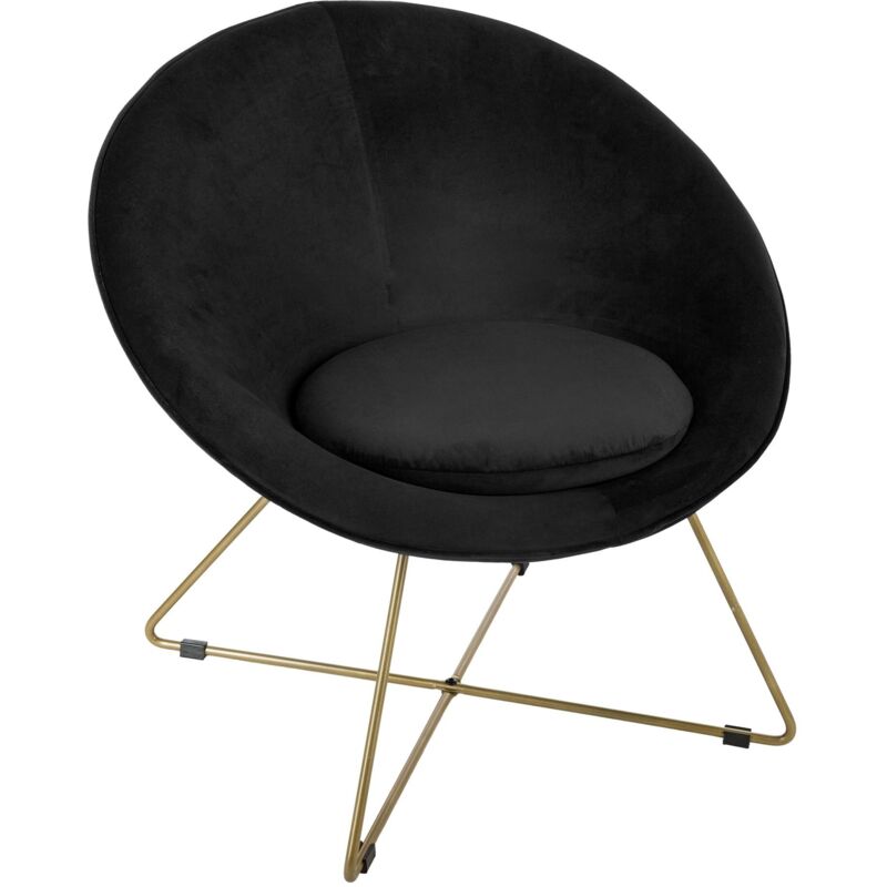 Atmosphera - Fauteuil Velours Noir Evan