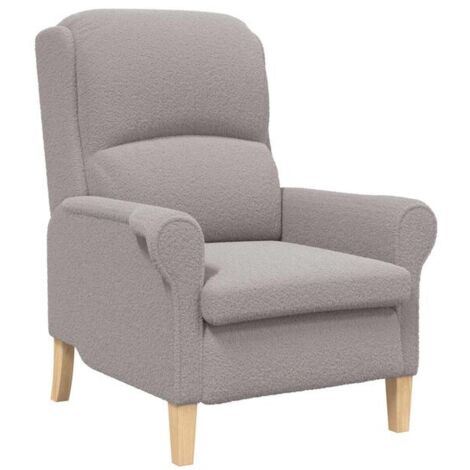 Fauteuil à accoudoirs en tissu sherpa doux – Siège confortable gris clair pour salon, bureau ou chambre – Design moderne et ergonomique