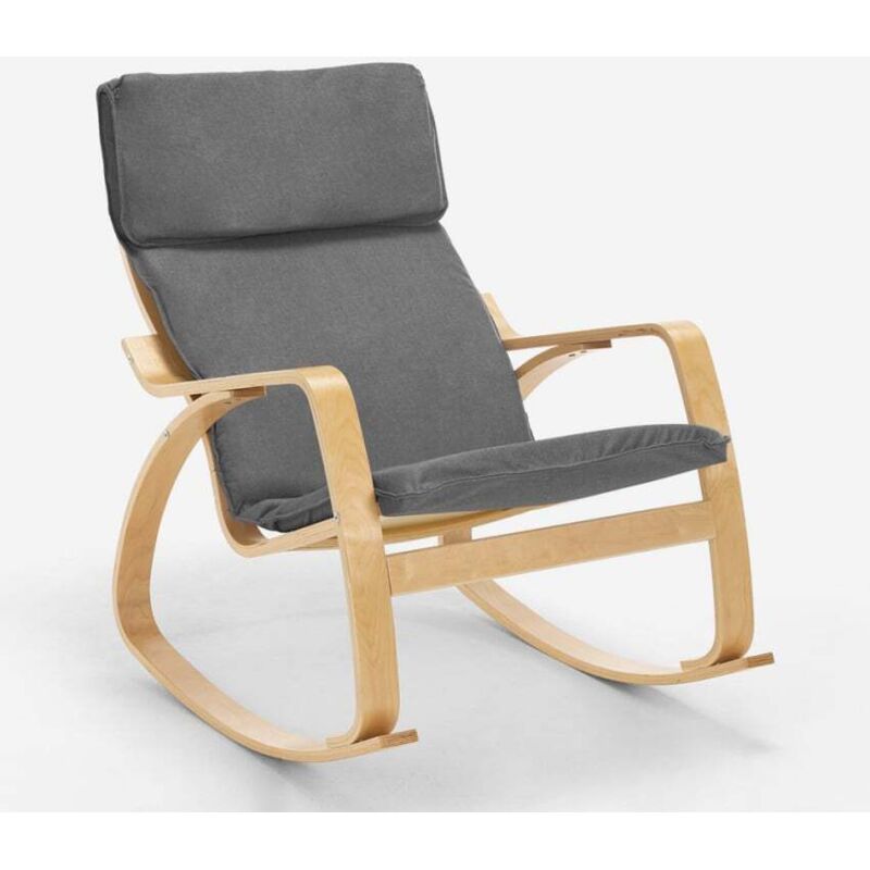 AHD AMAZING HOME DESIGN Fauteuil &agrave; bascule au design scandinave ergonomique Aalborgb, Couleur: Gris
