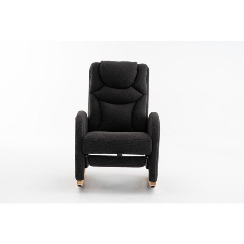 Liberté - Fauteuil à bascule avec accoudoirs en fausse fourrure, gris