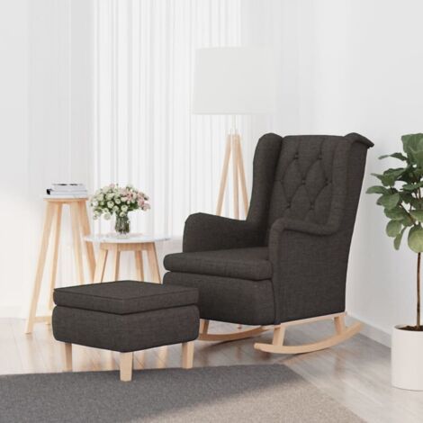 Fauteuil à bascule avec pieds - Fauteuil Chaise de Salon - Fauteuil design et tabouret Gris foncé Tissu Chic-551761
