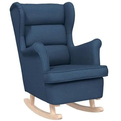 Fauteuil à bascule bleu, 74x90x102 cm, tissu.
