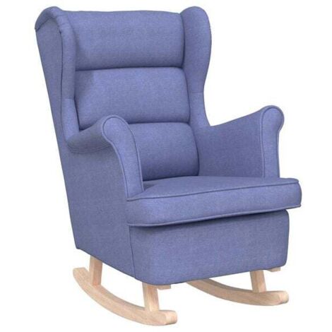 Fauteuil à bascule bleu denim, 74x90x102 cm, tissu.
