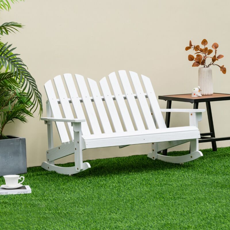Design In - Fauteuil à Bascule Bois Sapin 2 Places Enfants Inclinaison 30° Charge 100kg Blanc CW18425