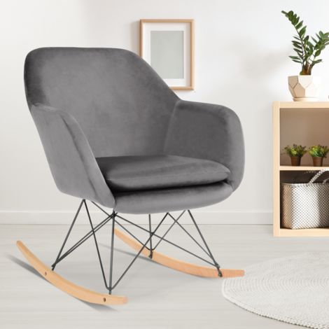 Fauteuil à Bascule Bora Velours Gris 13110