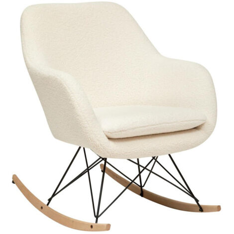 Fauteuil à Bascule Bouclette "Olmeto" 83cm Blanc