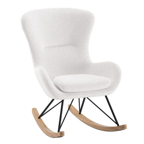 Fauteuil à Bascule Bouclette "Rocky" 101cm Blanc