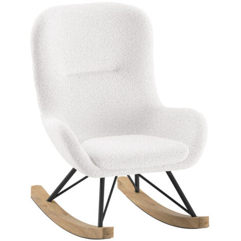Fauteuil à Bascule Bouclette "Rocky" 68cm Blanc