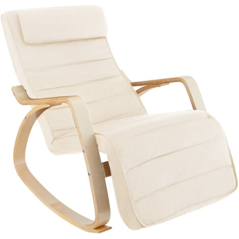 Tectake – Fauteuil à bascule en bois de bouleau – Rembourrage en mousse 5cm – Accoudoirs larges – Dimensions 67x115x86cm – Capacité 150kg