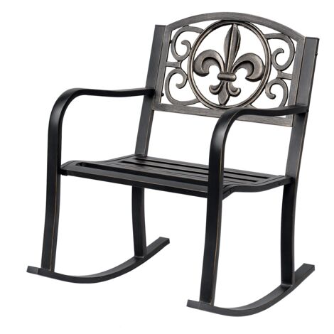 Fauteuil à bascule Chaise de jardin Fauteuil à bascule Métal antique Bronze de jardin W60 x D73 x H85cm