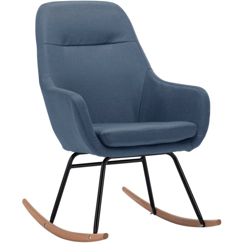 Fauteuil à bascule d'allaitement rembourré relax pour salon en tissu bleu DEC028897