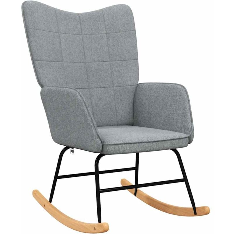 Fauteuil à bascule d'allaitement rembourré relax pour salon en tissu gris clair DEC028960