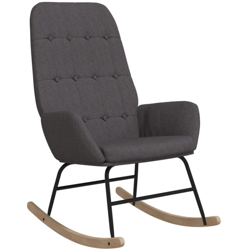 Fauteuil à bascule d'allaitement rembourré relax pour salon en tissu gris foncé DEC028983
