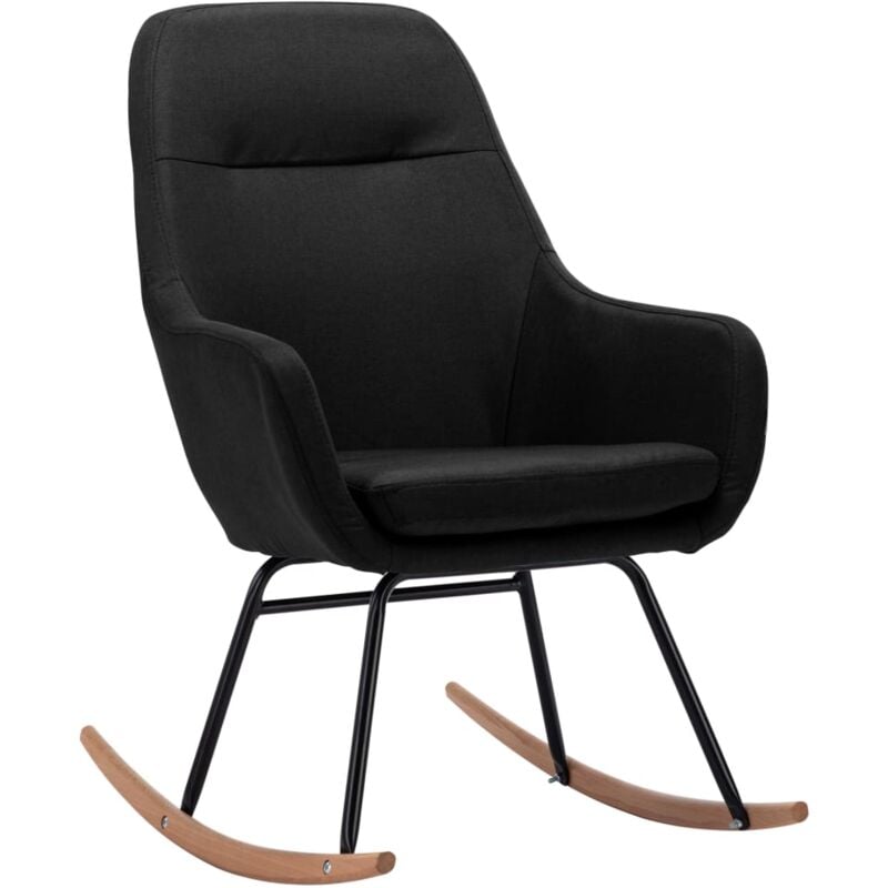 Fauteuil à bascule d'allaitement rembourré relax pour salon en tissu noir DEC029052