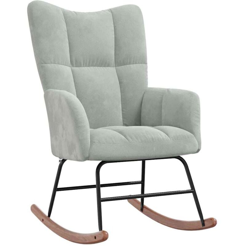 Fauteuil à bascule d'allaitement rembourré relax pour salon en velours gris clair DEC028970