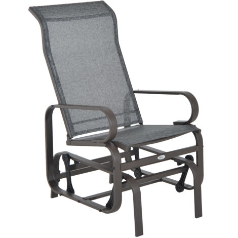 Fauteuil à bascule de jardin moderne, Fauteuil à Bascule d'Extérieur en acier, gris