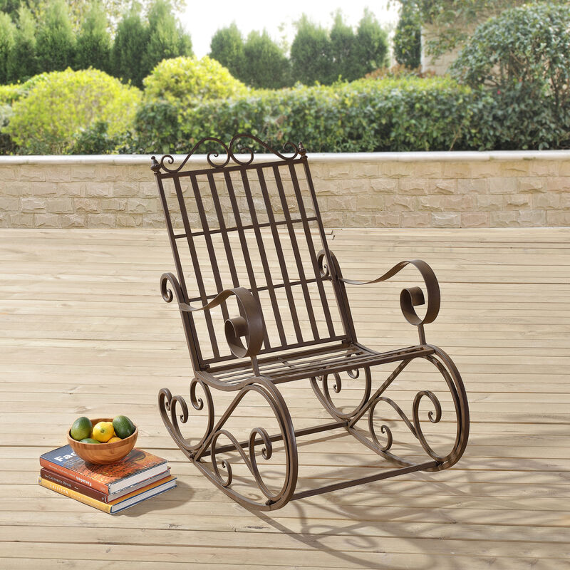 Chaise de jardin dorée en métal de style vintage avec divers accoudoirs taille : marron