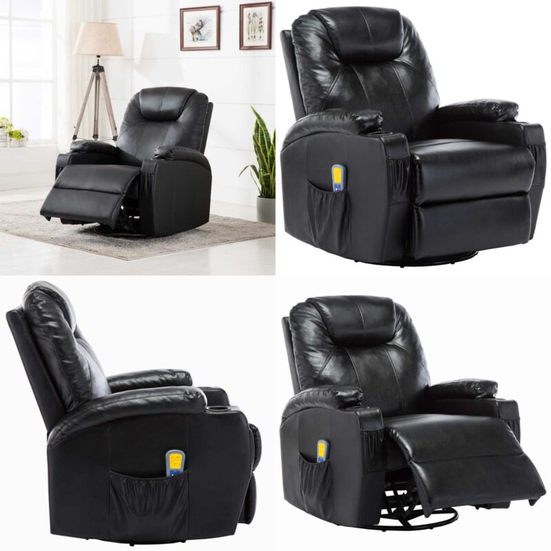 Vidaxl - Fauteuil à bascule de massage Noir Similicuir - Fauteuil Massant - Fauteuil Relax - Chaise Massage - Fauteuil Inclinable - Fauteuil Rotatif