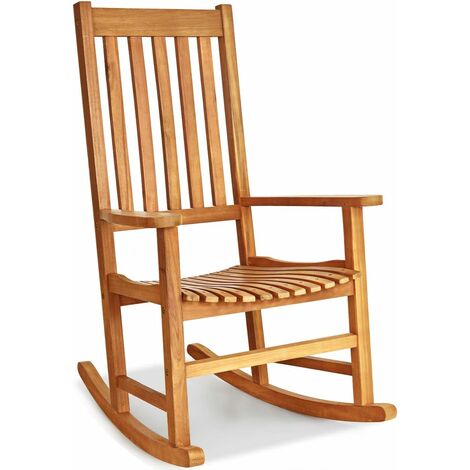 Fauteuil à bascule en bois d'acacia, chaise berçante pour jardin, pelouse, balcon, cour et terrasse